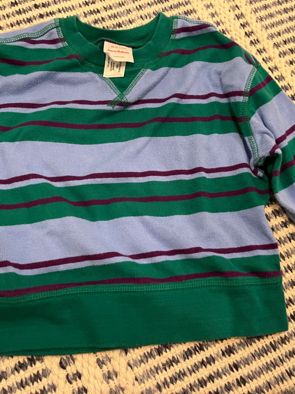 Hanna Andersson Green, Light Blue & Purple Striped Sweatshirt